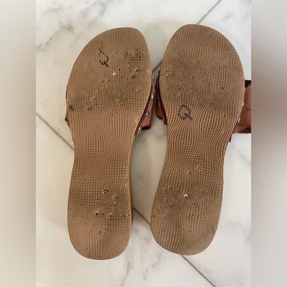 Sundance, euro 41, US Women’s 9.5-10, brown braided leather and wood sandals EUC - Picture 8 of 9